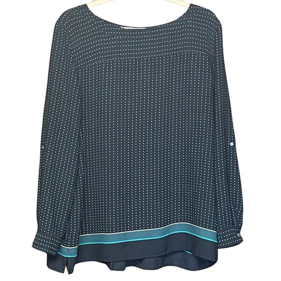 LOFT long sleeve top blue lightweight flowy blouse business casual size XL - Picture 1 of 3